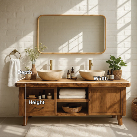 Handcrafted Solid Wood Double Bathroom Vanity with Live Edge Countertop and Modern Legs