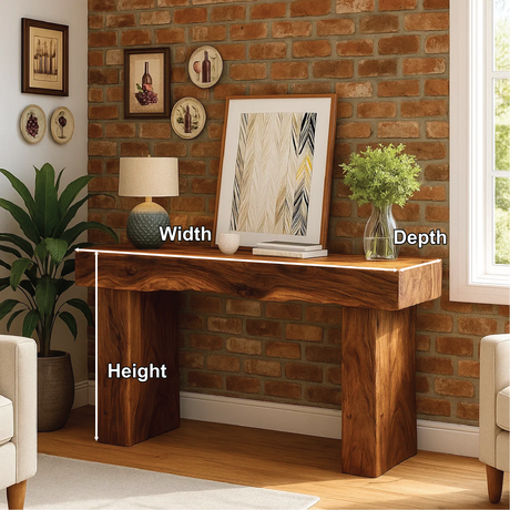 Handcrafted Solid Wood Console Table with Live Edge Modern Rustic Design for Home Decor