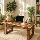Handcrafted Solid Wood Work Desk – Natural Live Edge Office Table with Modern Minimal Design