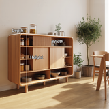 Solid Wood Console Table with Sliding Doors - Modern Storage Cabinet with Open Shelves