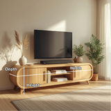 Handcrafted Solid Wood TV Stand with Rounded Edges and Smooth Natural Finish for Modern Living