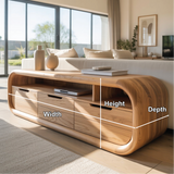 Solid Wood Console Table – Handcrafted Modern TV Stand with Smooth Rounded Edges