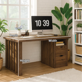 Handcrafted Solid Wood Work Desk – Modern Office Table with Storage Drawers and Natural Finish