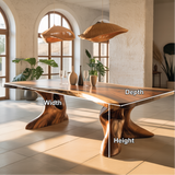 Handcrafted Solid Wood Dining Table with Sculptural Organic Base – Luxury Modern Design