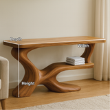 Handcrafted Solid Wood Console Table with Organic Sculptural Design for Modern Minimalist Homes