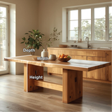Handcrafted Solid Wood Dining Table – Live Edge Kitchen Table with Natural Grain Finish