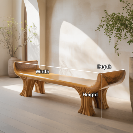 Handcrafted Solid Wood Entryway Bench with Curved Seat and Sculpted Legs for Modern Homes