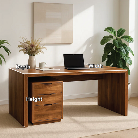 Handcrafted Solid Wood Work Desk – Minimalist Executive Office Table with 3-Drawer Storage