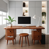 Handcrafted Solid Wood Office Desk – Mid-Century Modern Work Table with Curved Live Edge Design