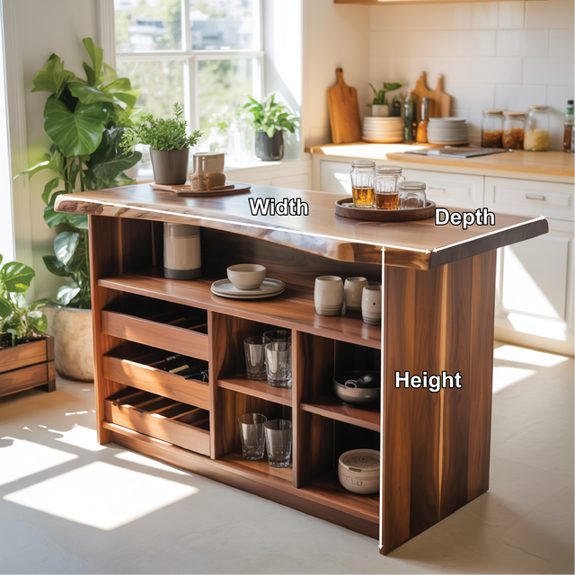 Handcrafted Solid Wood Dining Wine Cabinet with Open Shelves and Bottle Storage for Modern Kitchens