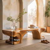 Handcrafted Solid Wood Entryway Bench with Sculpted Organic Base and Smooth Modern Finish