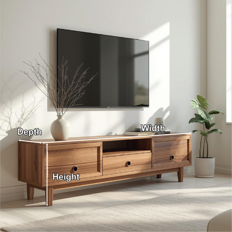 Handcrafted Solid Wood TV Stand with Sliding Doors and Minimalist Design for Modern Interiors