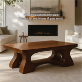 Handcrafted Solid Wood Coffee Table with Sculptural Curved Base and Smooth Polished Finish