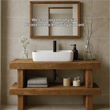 Minimalist Handcrafted Solid Wood Bathroom Vanity with Open Shelf and Modern Rustic Design
