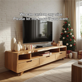 Handcrafted Solid Wood TV Stand with Curved Edges and Storage Drawers for Scandinavian Interiors