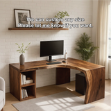 Handcrafted Solid Wood L-Shaped Work Desk – Live Edge Office Table with Modern Organic Design