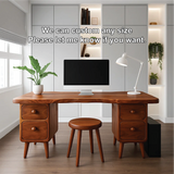 Handcrafted Solid Wood Office Desk – Mid-Century Modern Work Table with Curved Live Edge Design