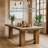 Handcrafted Solid Oak Dining Table – Minimalist Live Edge Kitchen Table with Natural Finish