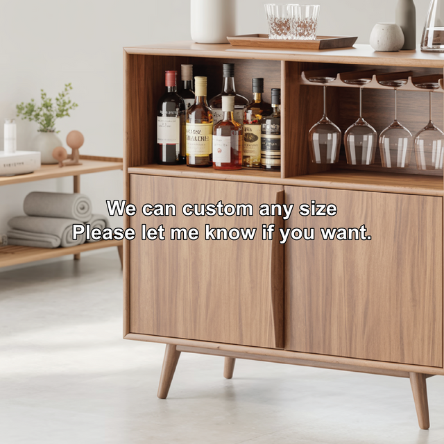 Handcrafted Solid Wood Dining Cabinet with Wine Storage and Glass Holder Shelves