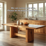 Handcrafted Solid Wood Dining Table – Live Edge Kitchen Table with Natural Grain Finish