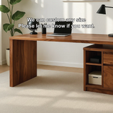 Handcrafted Solid Wood Work Desk – Modern Minimalist Office Table with Storage Shelves & Drawer