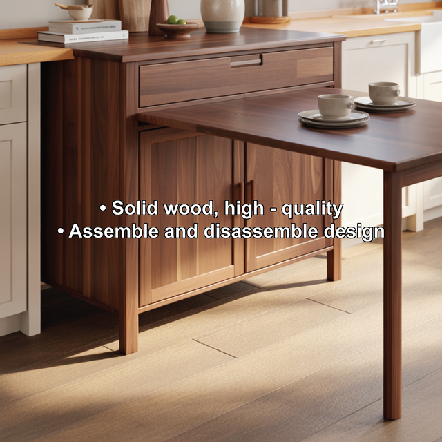 Handcrafted Solid Wood Dining Cabinet with Fold-Out Table for Compact Kitchen Spaces