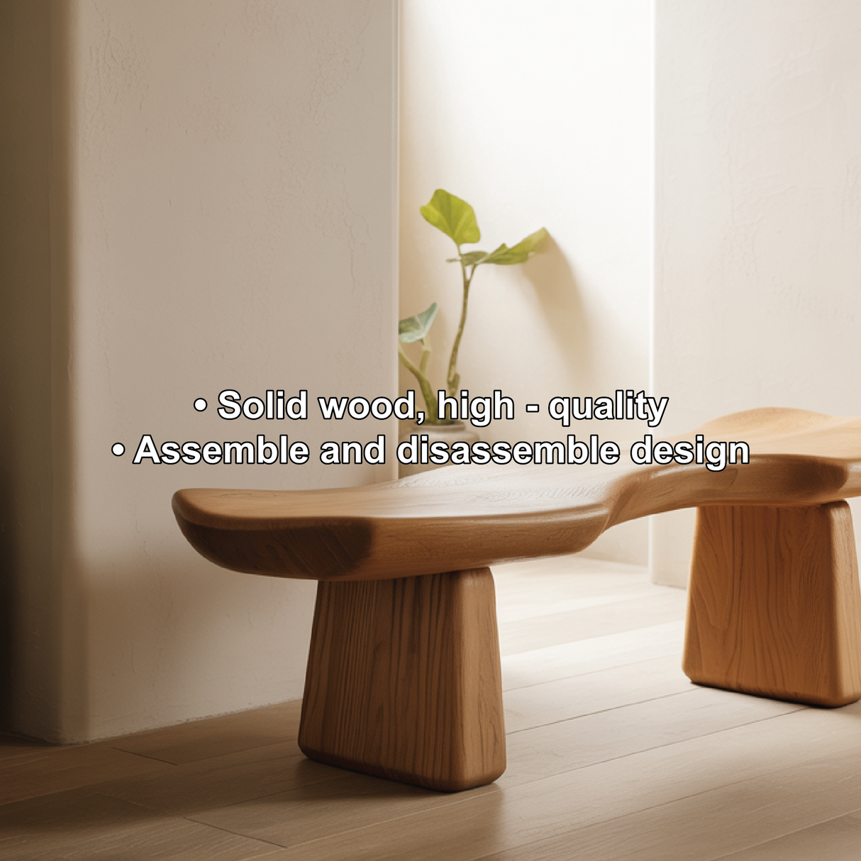 Handcrafted Solid Wood Entryway Bench with Sculptural Organic Seat for Modern Minimalist Homes