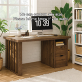Handcrafted Solid Wood Work Desk – Modern Office Table with Storage Drawers and Natural Finish