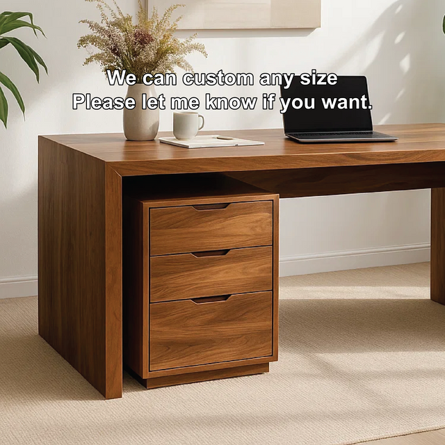 Handcrafted Solid Wood Work Desk – Minimalist Executive Office Table with 3-Drawer Storage