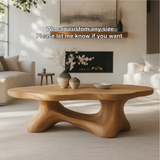 Handcrafted Solid Wood Coffee Table with Smooth Organic Form and Contemporary Sculptural Base