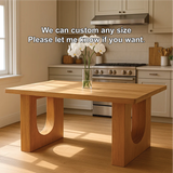 Handcrafted Solid Wood Dining Table – Modern Minimalist Kitchen Table with Sculpted U Legs