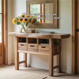 Handcrafted Solid Wood Console Table with Live Edge and Storage Drawers for Rustic Interiors