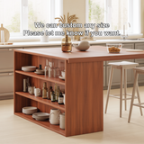 Handcrafted Solid Wood Dining Table with Open Storage Shelves for Modern Kitchen Interiors