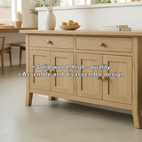 Handcrafted Solid Wood Dining Storage Cabinet with Double Doors and Wide Drawers for Modern Homes