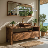 Handcrafted Solid Wood Bathroom Vanity with Natural Live Edge Design and Coastal Aesthetic