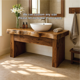 Handcrafted Solid Wood Bathroom Vanity with Live Edge Design for Natural and Modern Interiors