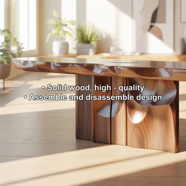 Handcrafted Solid Wood Console Table with Sculpted Base and Organic Live-Edge Design