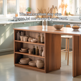 Handcrafted Solid Wood Dining Table with Open Storage Shelves for Warm Modern Kitchens