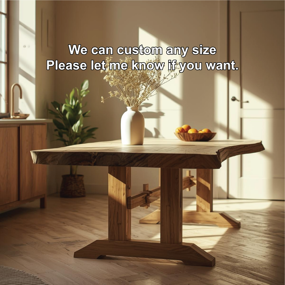 Handcrafted Solid Wood Dining Table – Live Edge Kitchen Table with Artisan Joinery Base