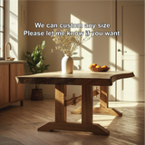 Handcrafted Solid Wood Dining Table – Live Edge Kitchen Table with Artisan Joinery Base