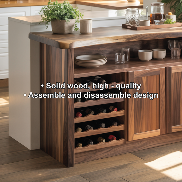 Handcrafted Solid Wood Wine Cabinet for Dining Room | Elegant Natural Storage & Display