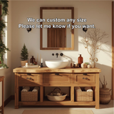 Handcrafted Solid Wood Bathroom Vanity with Live Edge Countertop and Natural Rustic Finish