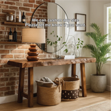 Handcrafted Solid Wood Console Table with Live Edge Design for Entryway or Living Room