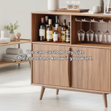 Handcrafted Solid Wood Dining Cabinet with Wine Storage and Glass Holder Shelves