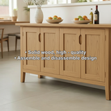 Handcrafted Solid Wood Dining Storage Cabinet with Four Paneled Doors for Modern Interiors