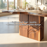 Solid Wood Console Table with Sculpted Base – Handcrafted Live Edge Entryway Furniture