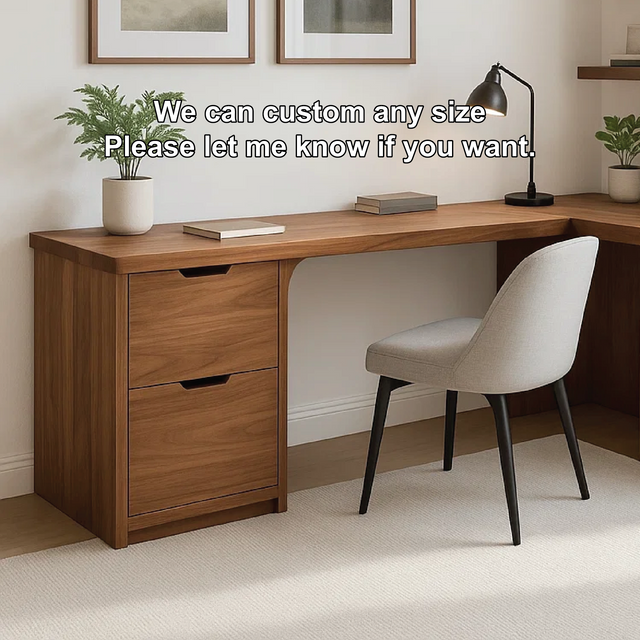 Handcrafted Solid Wood L-Shaped Work Desk – Modern Corner Office Table with Storage Drawers