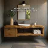 Handcrafted Solid Wood Floating Vanity with Natural Live Edge Design and Modern Minimalist Style