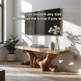 Handcrafted Solid Wood TV Stand with Organic Root Design and Natural Finish for Modern Interiors