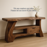 Handcrafted Solid Wood Console Table with Organic Curved Design and Drawer for Modern Homes